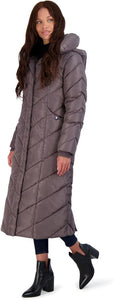 Steve Madden Women's Long Chevron Maxi Puffer Coat - Large