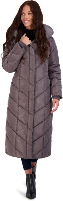 Steve Madden Women's Long Chevron Maxi Puffer Coat - Large