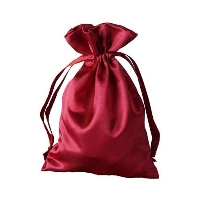 Burgundy Satin Drawstring Bag
