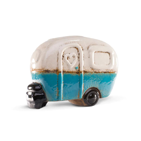 FINCHBERRY Novelty Ceramic Blue Camper Toothbrush Holder