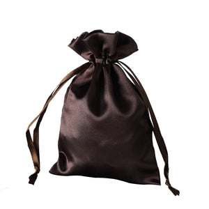 Brown Satin Drawstring Bag