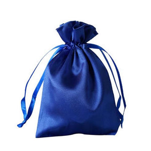 Royal Blue Satin Drawstring Bag