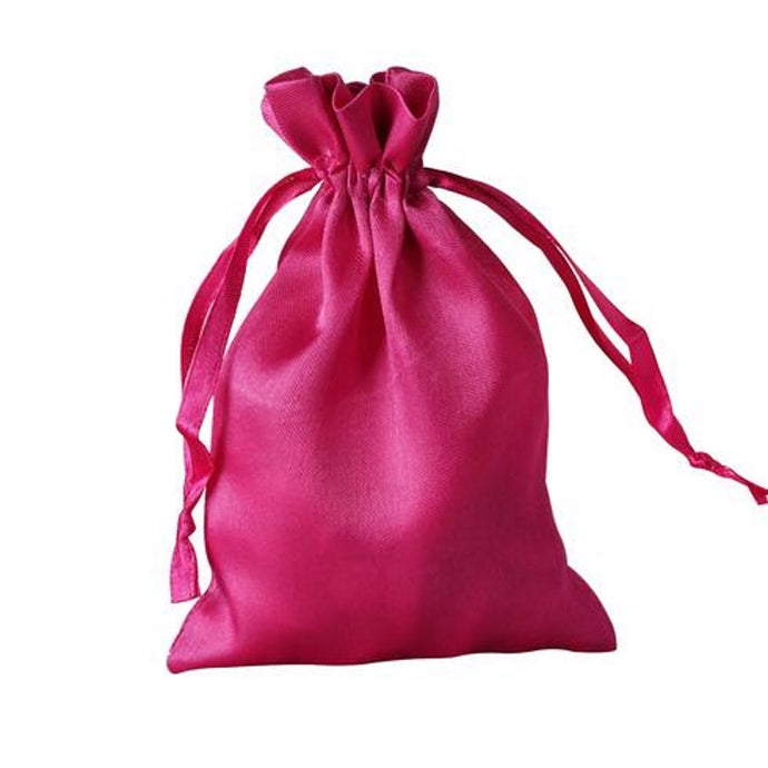 Hot Pink Satin Drawstring Bag