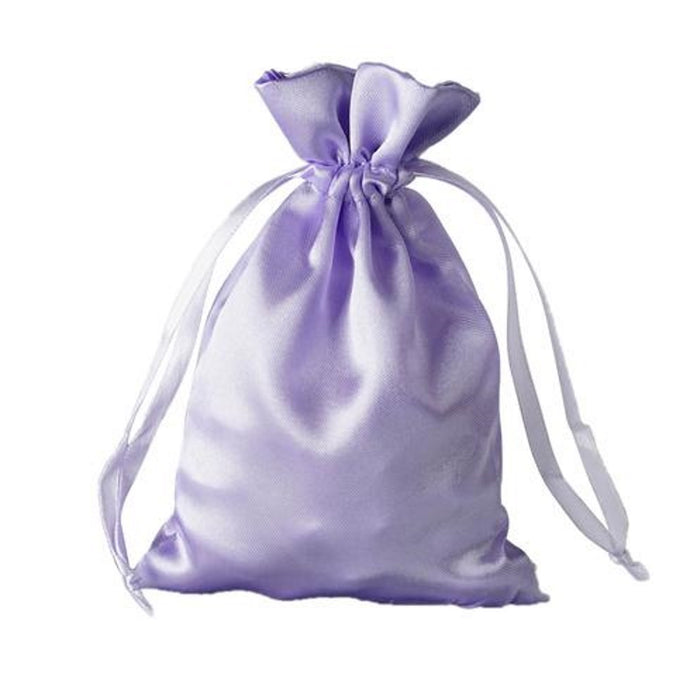 Lavender Satin Drawstring Bag