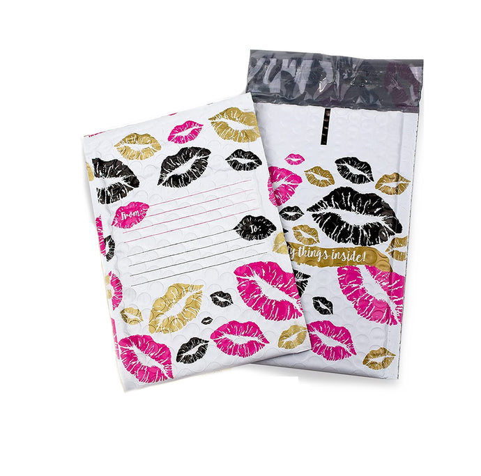 Lips Kisses Padded Bubble Mailers, 4x8