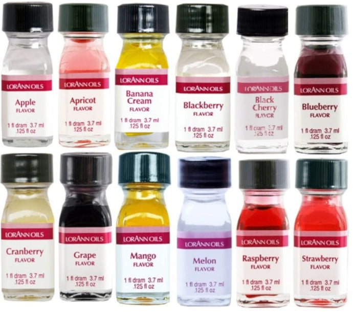 LorAnn SS Pack #1 of 12 Fruity Flavors Dram Bottles Variety