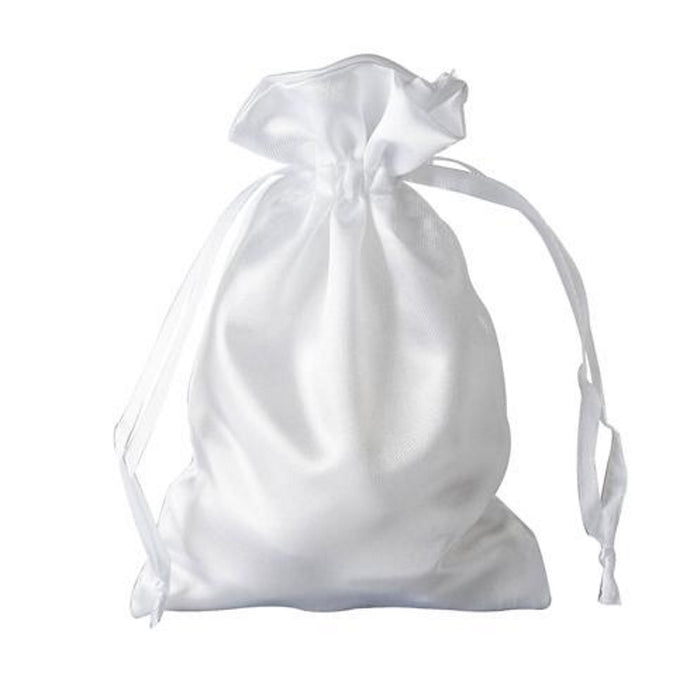 White Satin Drawstring Bag