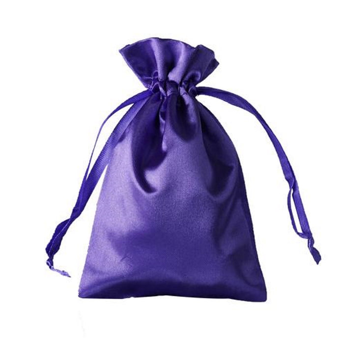 Purple Satin Drawstring Bag