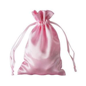 Pink Satin Drawstring Bag